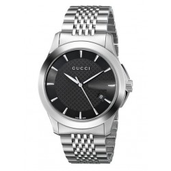 Gucci Men's YA126402 G-Timeless Medium Black Dial Stainless-Steel Watch