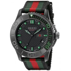 Gucci Men's YA126229 "G-Timeless" Dive Black Dial Nylon Strap Watch