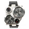 Men's Military Two Time Zones Faux Leather Strap Wrist Watch