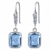 9.00 Ct Blue Topaz 10x8mm Octagon Shape 925 Sterling Silver Dangle Earrings