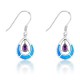 Sterling Silver Blue Opal and CZ Teardrop Dangle Earrings