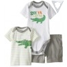 Gerber Baby-Boys Infant 3 Piece Bodysuit Shirt Short Set